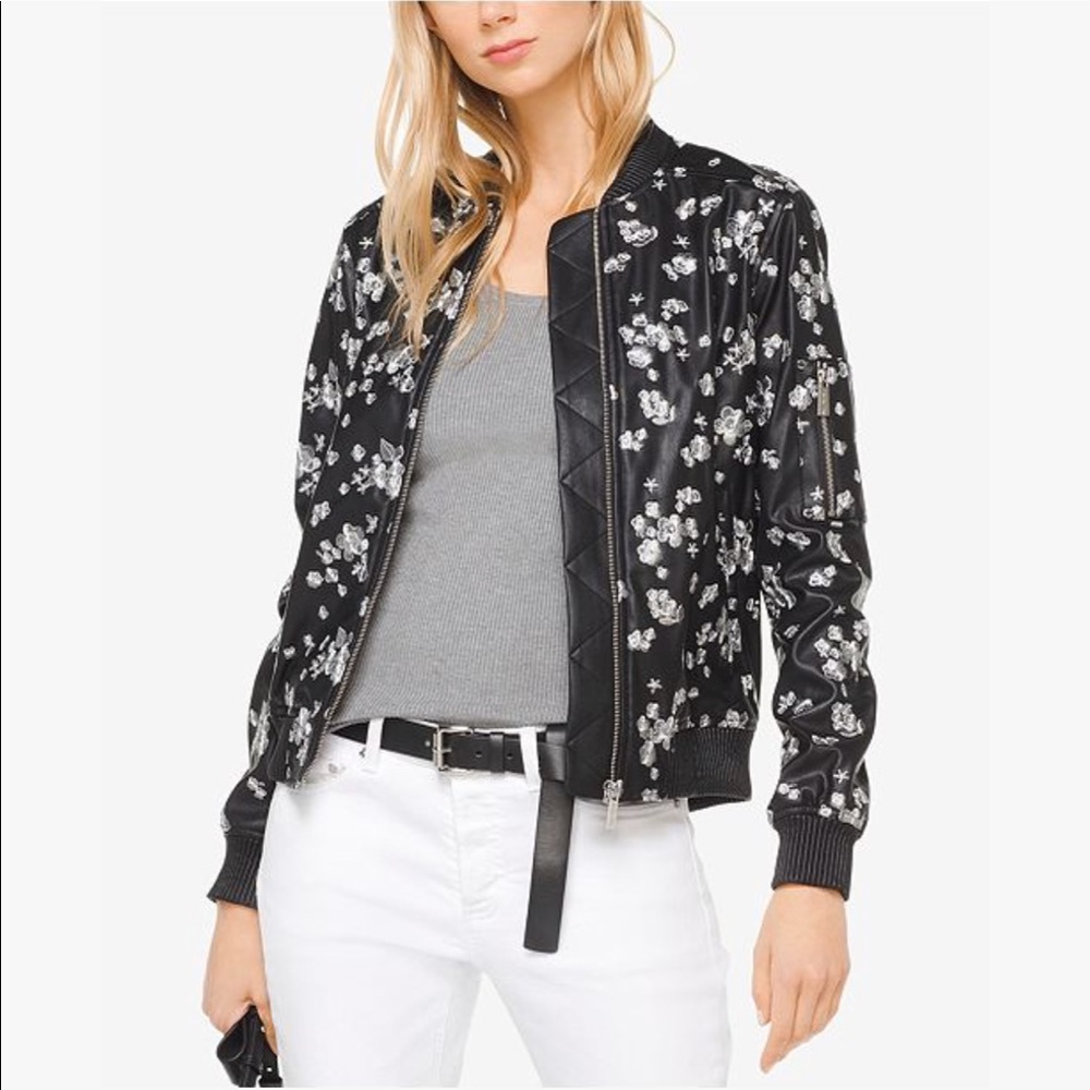 Michael Kors | Floral Embroidered Bomber Jacket